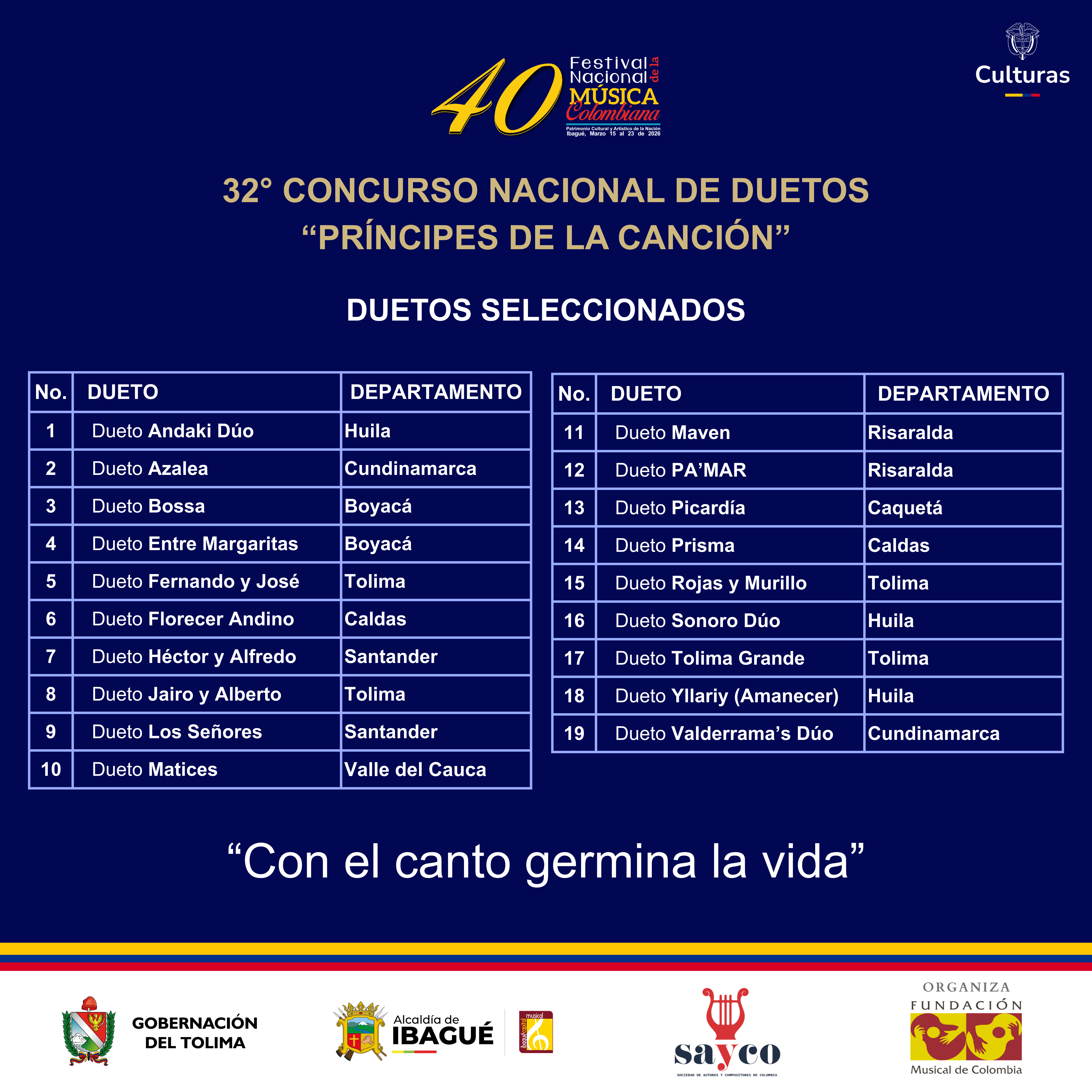 Duetos Seleccionados 2026